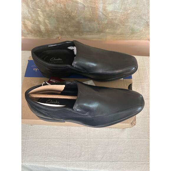 Clarks Steadwell Step Men\'s Black Leather Slip On Dress Loafer Wide Size 9 W main image 12